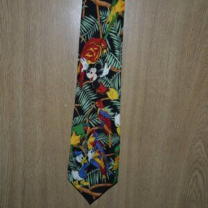 Mickey Ink Tropical Donald Duck Mickey Mouse Vacation Silk Neck Tie